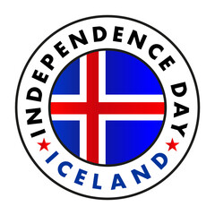 Obraz premium Iceland flag and text around, Iceland Independence Day. White background. Vector, illustration