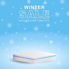 Winter sale promotion with product display podium