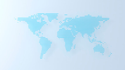 World map 3D blue lines 