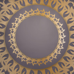 Leaflet in brown color with vintage gold pattern for your design.