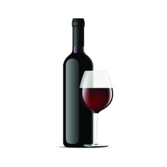 red wine bottle and glass