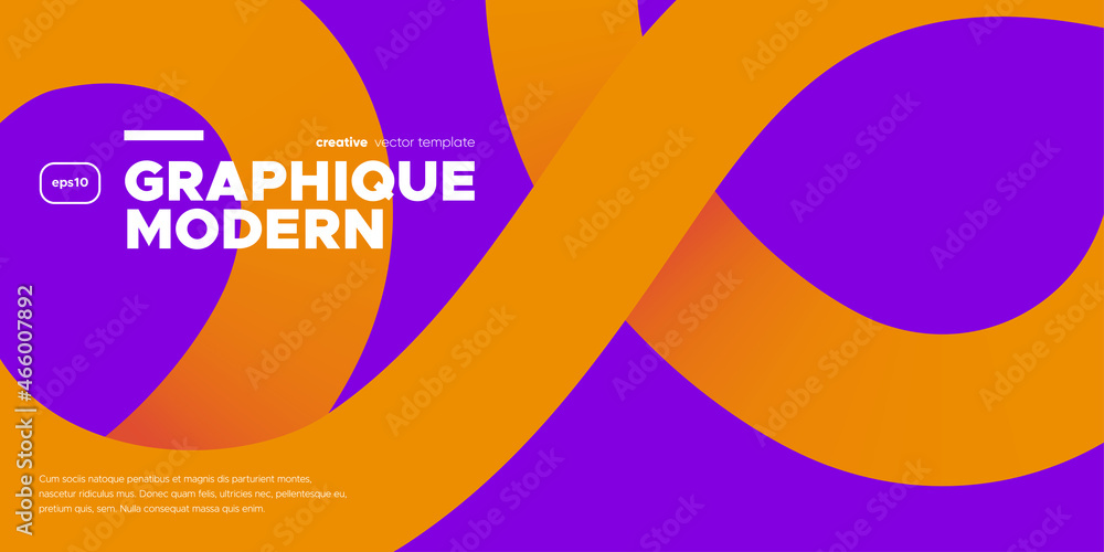 Wall mural Minimal background with orange ribbon on violet background. Vector illustration.