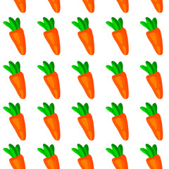 Carrots cartoon seamless pattern. Hand drawn design with carrot. Vegetable, healthy vegan food wallpaper.