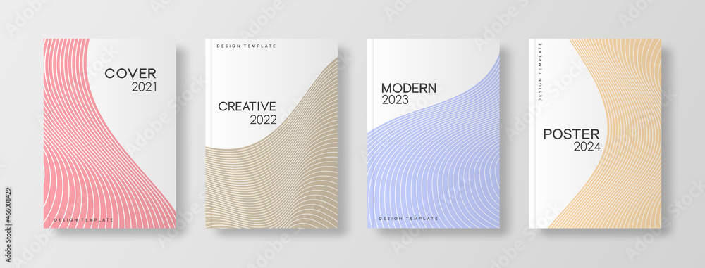 Poster set of modern cover design templates. abstract futuristic geometric pattern with wavy lines for bann