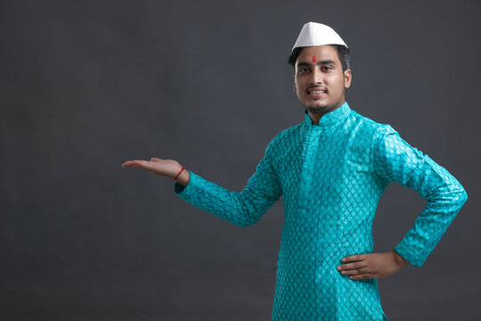 Young indian man (pilgrim) in traditional wear.