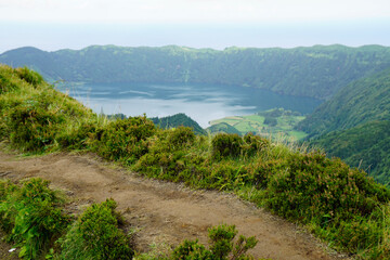 muddy path on cidade lakes on the azores islands