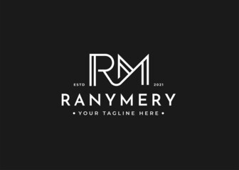 Minimalist Letter R M logo design template
