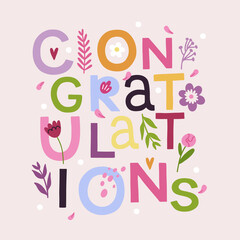 Cute vector illustration with text and floral elements