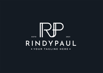 Minimalist Letter R P logo design template
