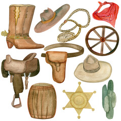 A set of pictures on the theme of the wild west, country style