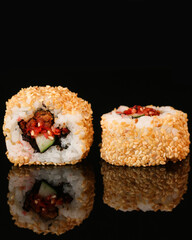 Isolated two Sesame California Rolls