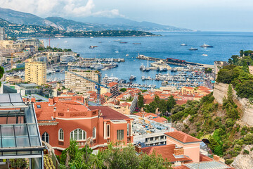Naklejka na ściany i meble View over La Condamine district and Monte Carlo, Monaco
