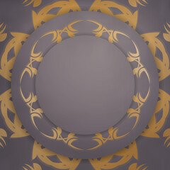 Postcard template in brown color with Greek gold pattern for your design.