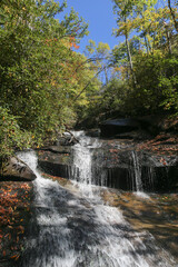 A early touch of autumn at Double Branch Waterfalls in North Carolina.