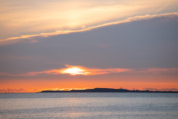 Sunrise over Nargin Island in the Caspian Sea.