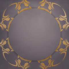 Template Postcard in brown color with antique gold ornaments prepared for printing.