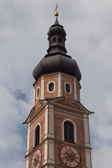 Fototapeta premium Bell tower in Kastelruth. South Tyrol, Italy