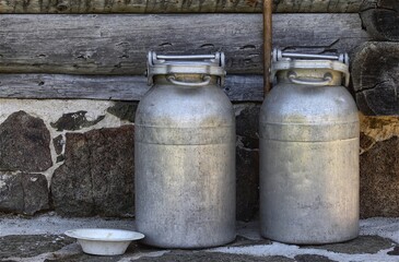 Fototapeta premium Close up of milk churn