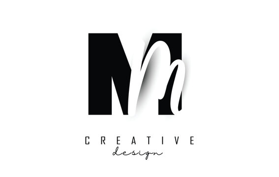 Letters MM Logo with a minimalist design. Letters M and m with geometric and handwritten typography.