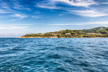 Fototapeta premium View of the coastline near Saint-Tropez, Cote d'Azur, France