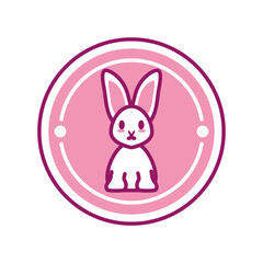 cute rabbit in badge