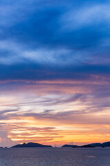 sunset / sunrise seascape on koh Lipe isaland with gold lighting sunset sky background