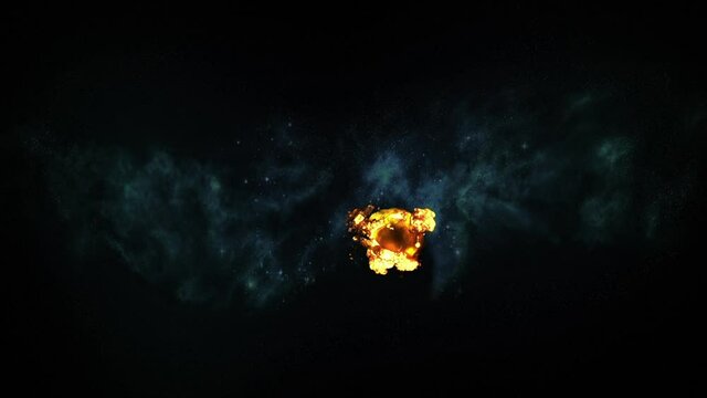 Planet Earth in the far distance cracks open and explodes. Comes with the Alpha.