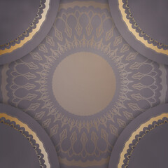 Greeting Brochure in brown with Indian gold pattern for your design.