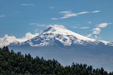 Beautiful view of the Cayambe volcano on a clear fall day.