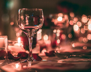 Close Up Wine Glass by Candlelight