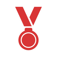 Medal vector icon. Red symbol