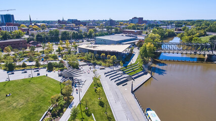 Aerial of Promenade Park in downtown Fort Wayne, Indiana