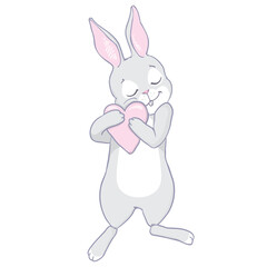 Hand Drawn Cute Bunny, print design rabbit, children print on t-shirt.