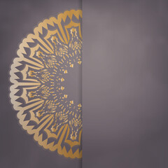 Greeting Brochure in brown color with luxurious gold pattern prepared for typography.