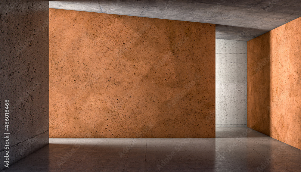 Wall mural internal view of a concrete structure.