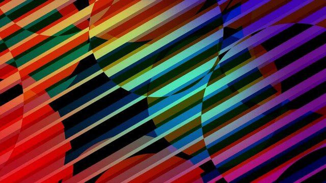 Multicolor optical illusion. Op Art video. 3D pattern. Circles and stripes. Meditation footage. Looped motion. Psychedelic hypnotic transformation. Looping animation geometric footage. Vj loops. 4K