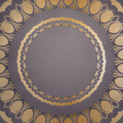 Greeting Brochure in brown color with mandala gold pattern for your design.