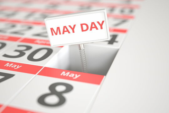 MAY DAY sign in a calendar, 3d rendering