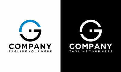 Initial letters GI circle shape monogram black and blue simple logo design vector template on a black and white background.