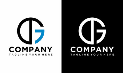 Unique circular shape connected stylish GD DG G D initial based icon logo design vector template on a black and white background.