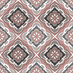 Seamless pattern of decorative tiles in retro style