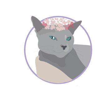 cat logo with flowers