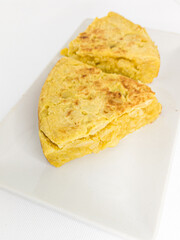 Spanish omelette in white background