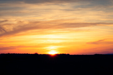 Fototapeta premium Colorful sunset in autumn in the hungarian countryside