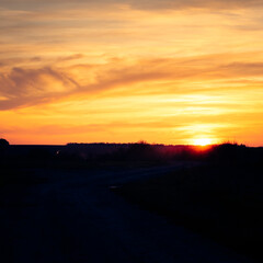 Fototapeta premium Colorful sunset in autumn in the hungarian countryside