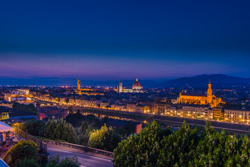 Fototapeta na wymiar A long exposure shot of Florence at night