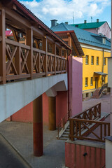Fototapeta na wymiar A walk bridge in Minsk downtown on a summer day in Belarus