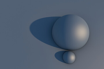The 3D render hemisphere balls. 3D balls with shadows. Gray metallic balls isolated.