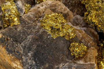 Macro mineral stone Barit Pyrit on a white background