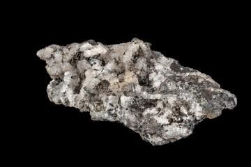Obraz premium Macro mineral stone Stibnite quartz on a black background